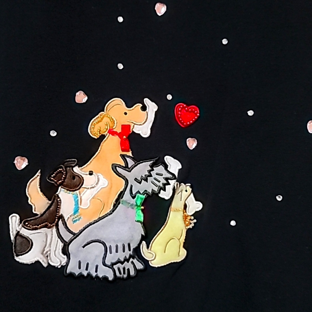 Black beaded puppy love shirt